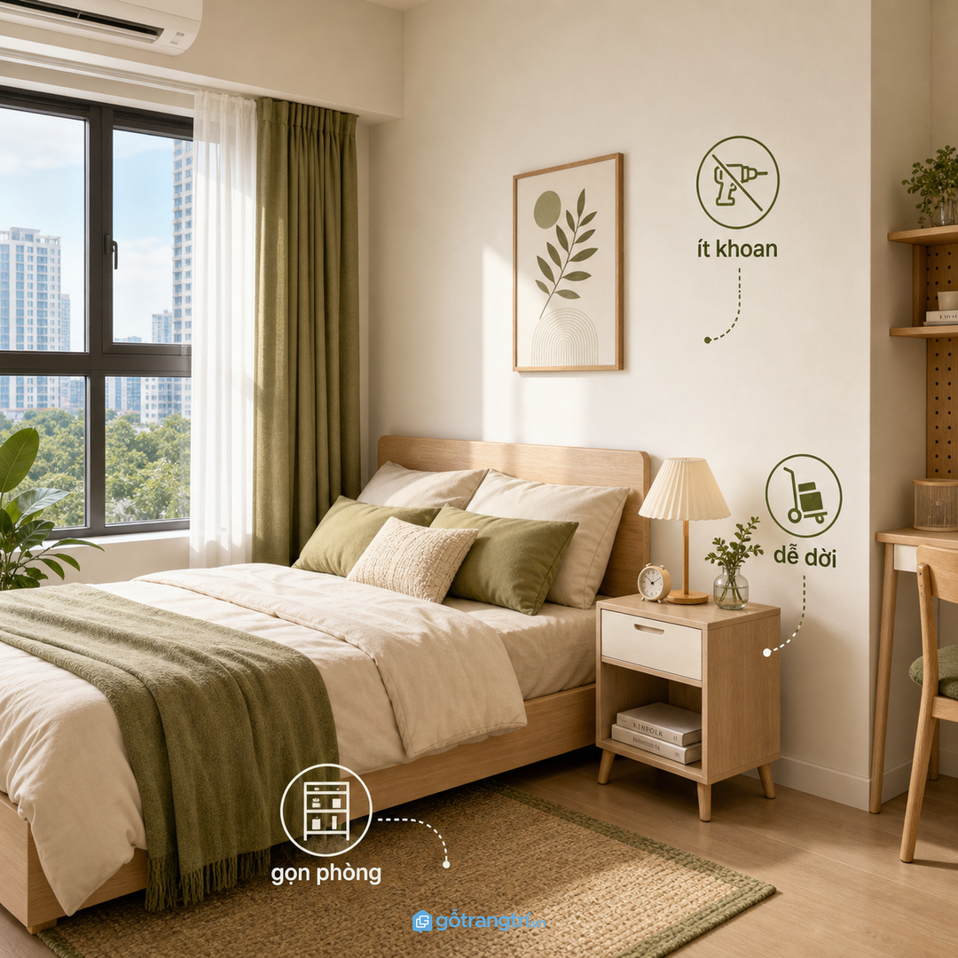 Căn hộ thuê nên chọn tab dễ dời, ít khoan tường