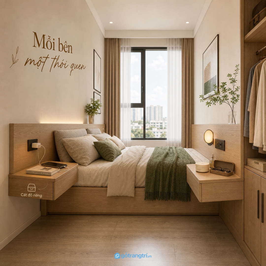 Tab nhỏ đa dụng cho phòng ngủ căn hộ studio