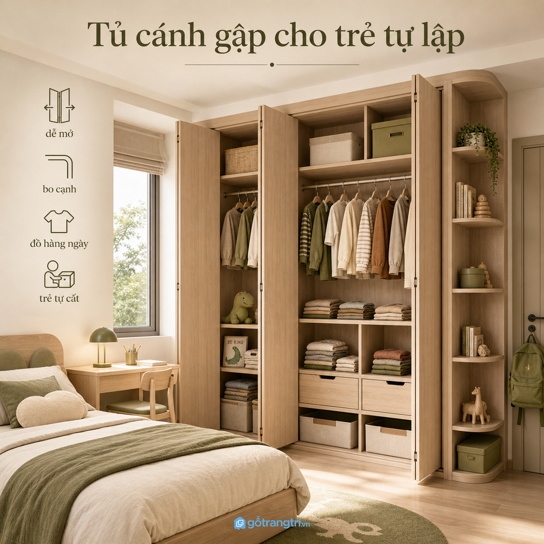 Phòng ngủ chung cư có giường sát tủ