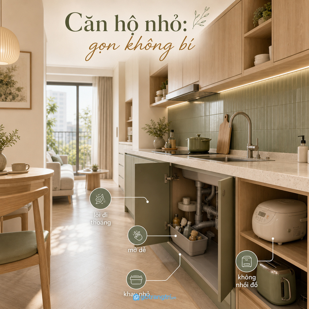 Căn hộ nhỏ cần khoang rửa gọn nhưng không bí