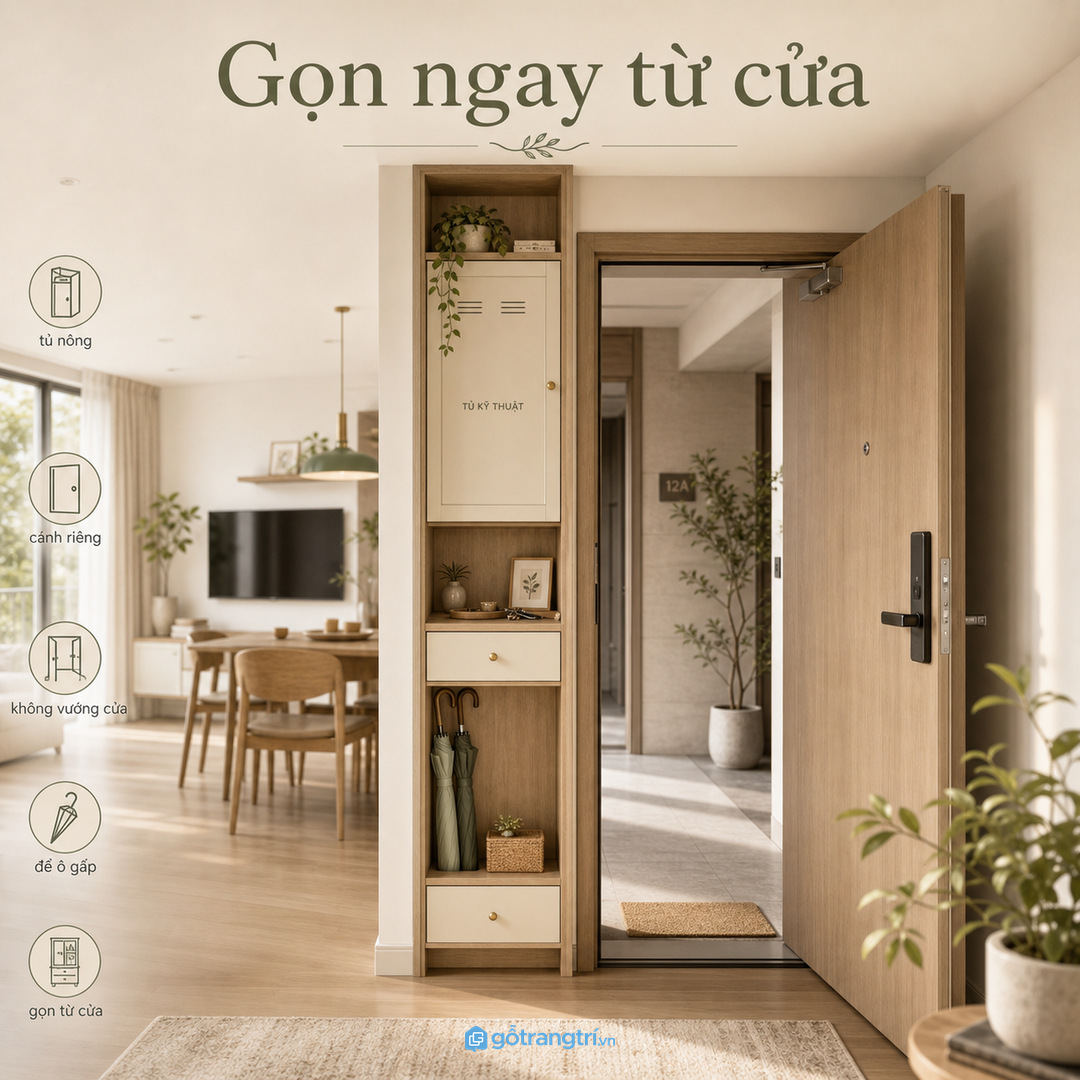 Căn hộ có hộp kỹ thuật ngay sát cửa chính