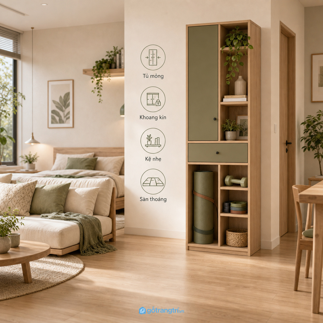 Căn hộ studio cần tủ mỏng và đa năng