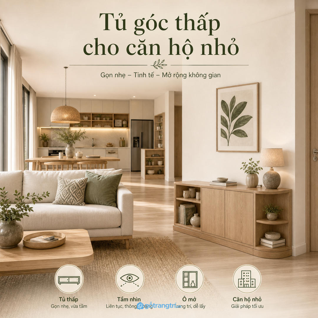 Tủ góc thấp cho căn hộ nhỏ