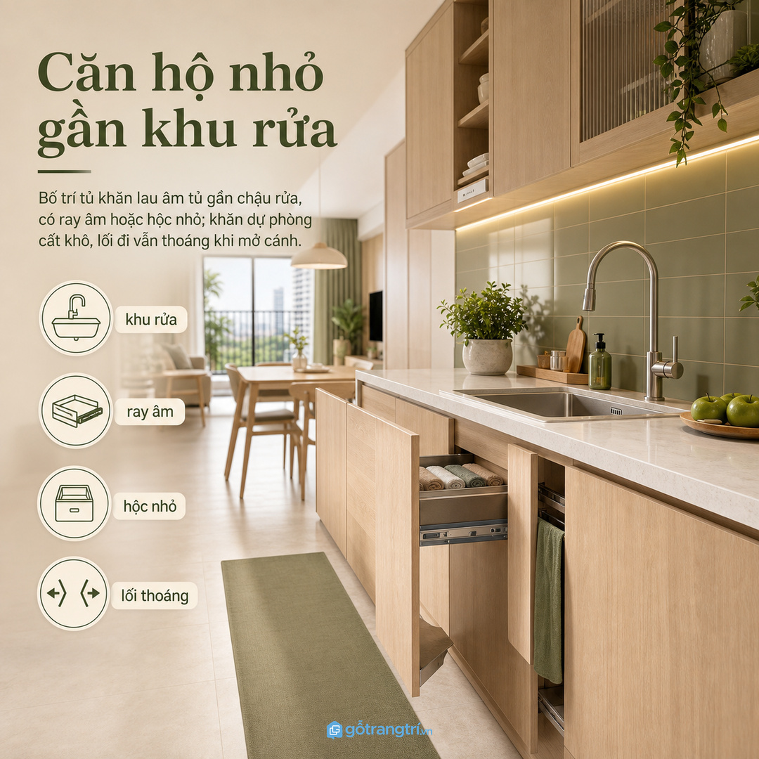 Căn hộ nhỏ cần khoang khăn âm gọn gần khu rửa