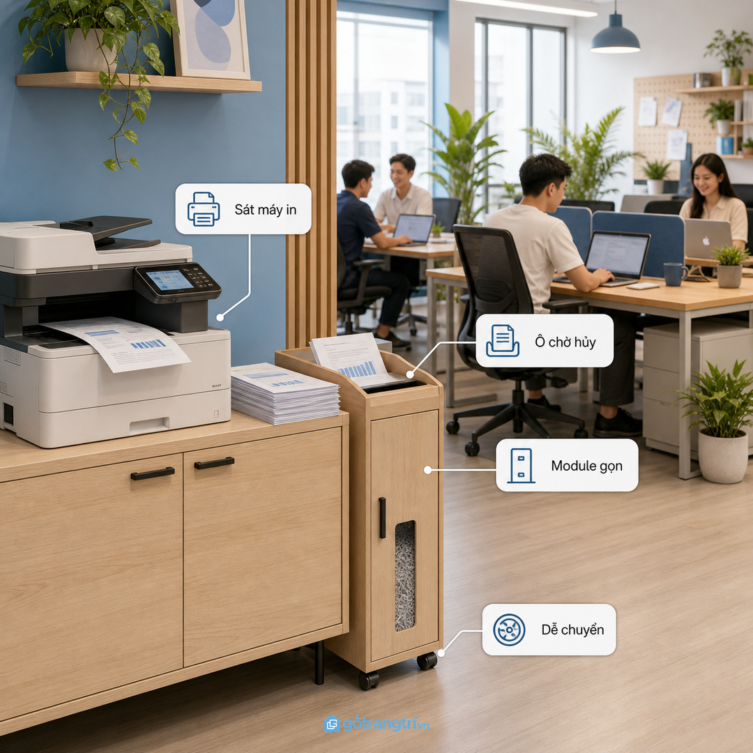 Startup nhỏ cần điểm hủy giấy gọn sát máy in