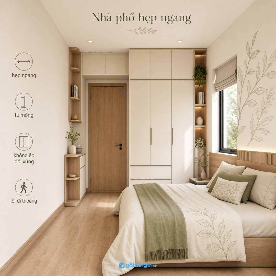 Phòng ngủ nhà phố hẹp ngang
