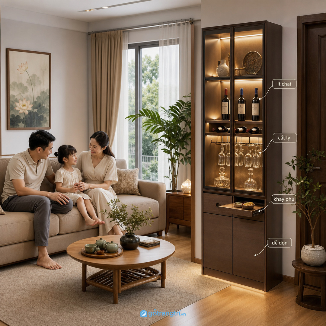 Căn hộ nhỏ cần tủ mảnh, sáng và ít đồ lộ ra ngoài