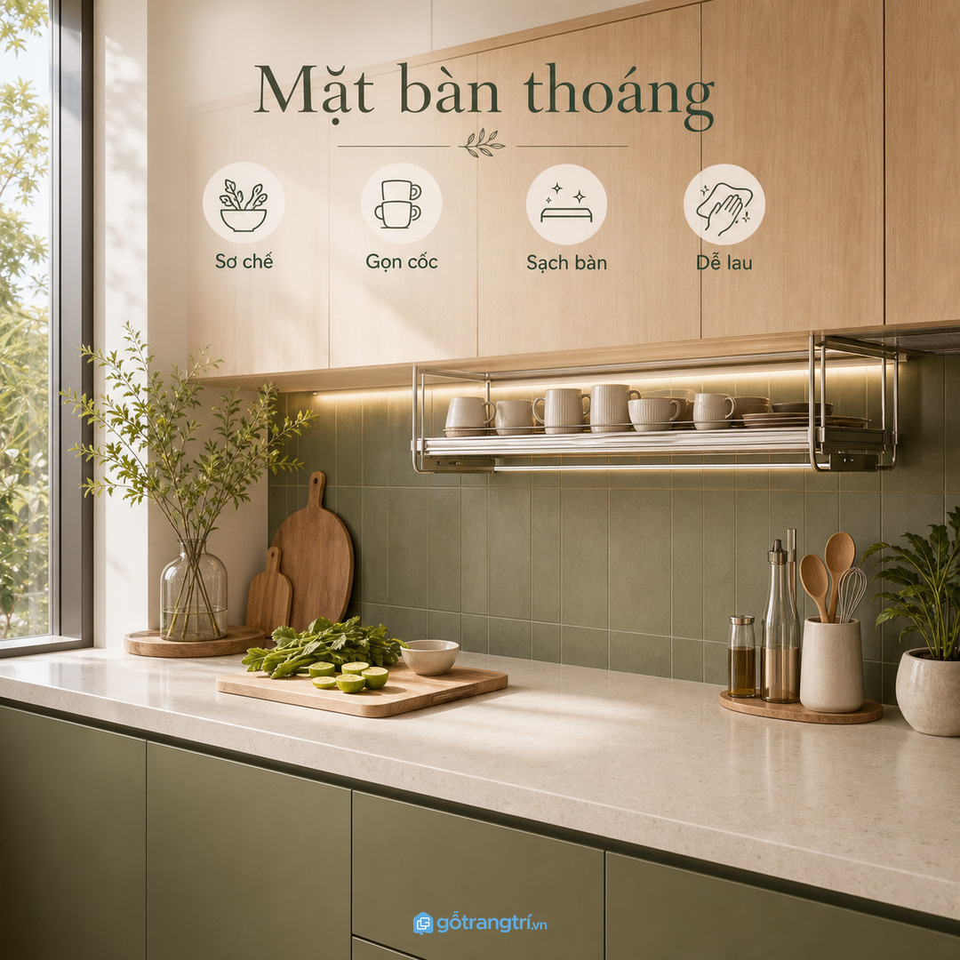 Căn hộ nhỏ nên gom khoang úp cốc vào một mảng tủ gọn