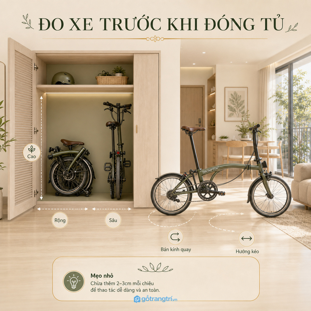 Căn hộ studio hợp tủ mỏng cao giấu xe ở lối vào