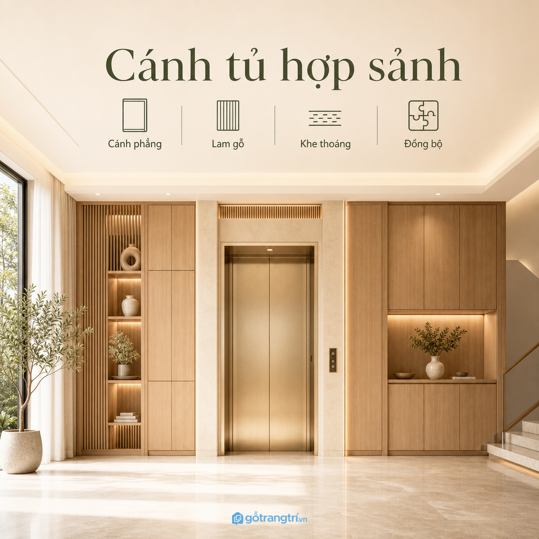 Sảnh chính cần mặt tủ sang nhưng vẫn có ngăn đồ dùng hằng ngày
