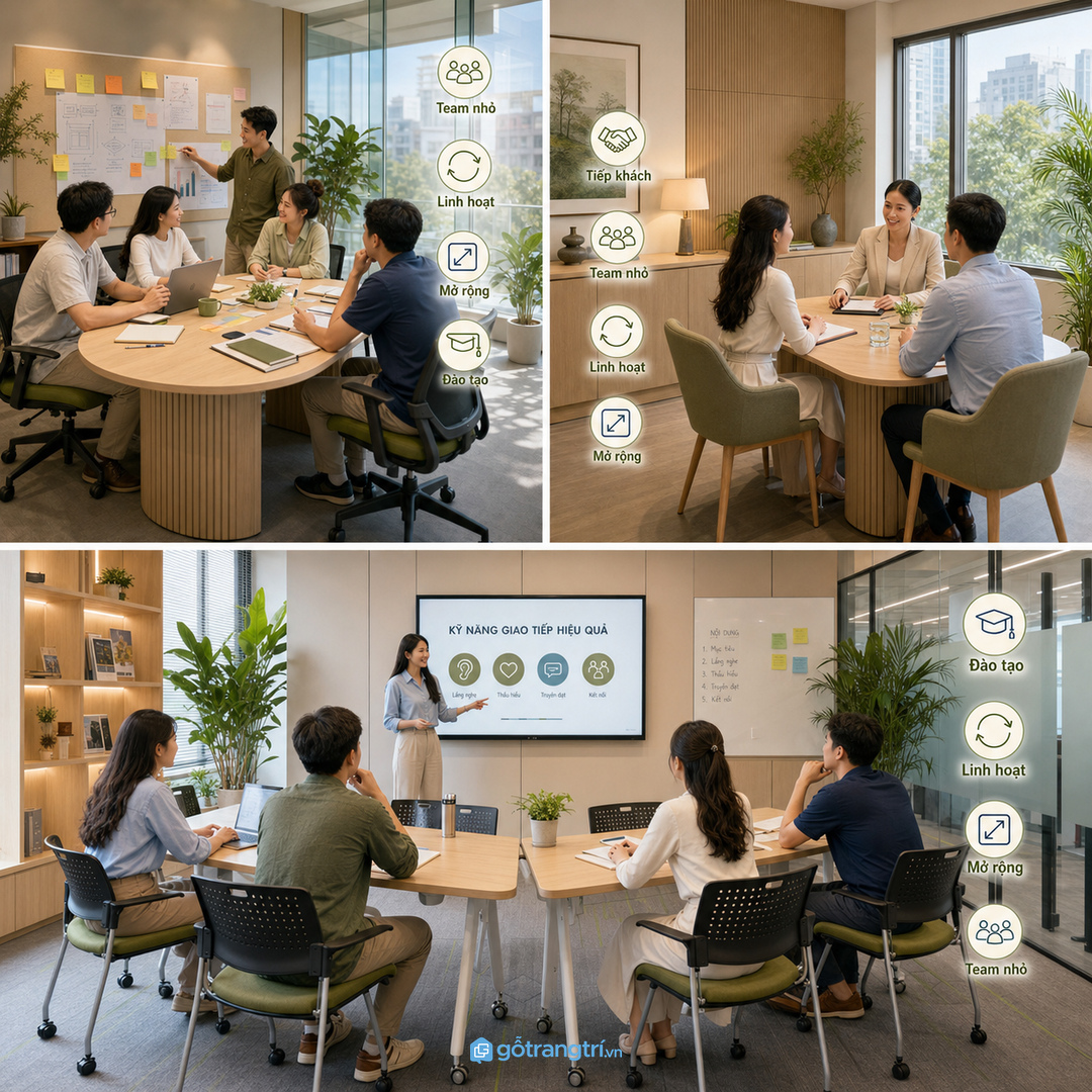 Văn phòng tư vấn cần bàn họp nhỏ đủ lịch sự khi tiếp khách và ký hồ sơ
