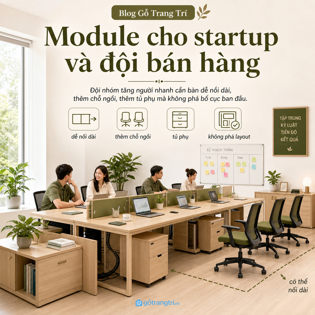 Module phù hợp startup và đội bán hàng cần tăng chỗ ngồi