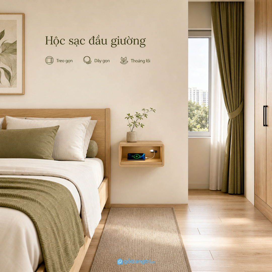 Phòng ngủ trẻ lớn cần hộc sạc có kỷ luật và an toàn