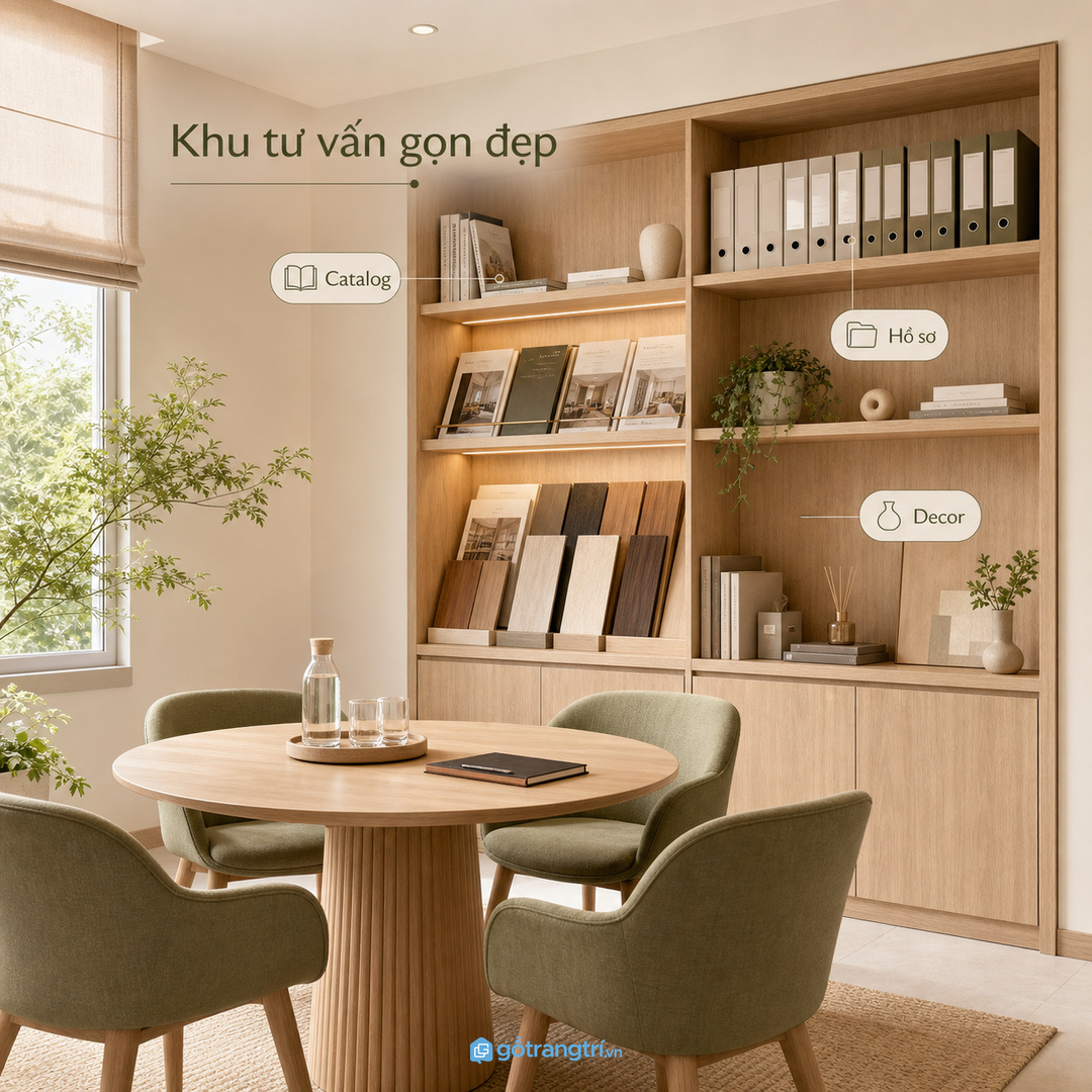Văn phòng tư vấn cần kệ hồ sơ đẹp ở khu tiếp khách