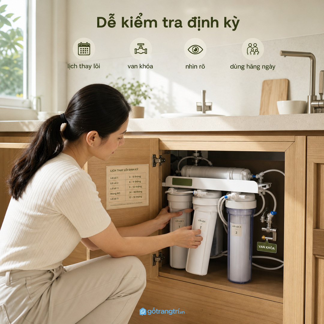 Gia đình dùng nước nhiều cần khoang máy lọc dễ kiểm tra
