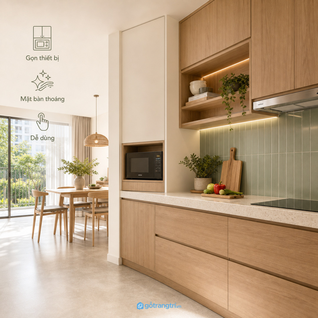 Gia đình dùng lò thường xuyên cần chỗ đặt đồ nóng cạnh khoang lò