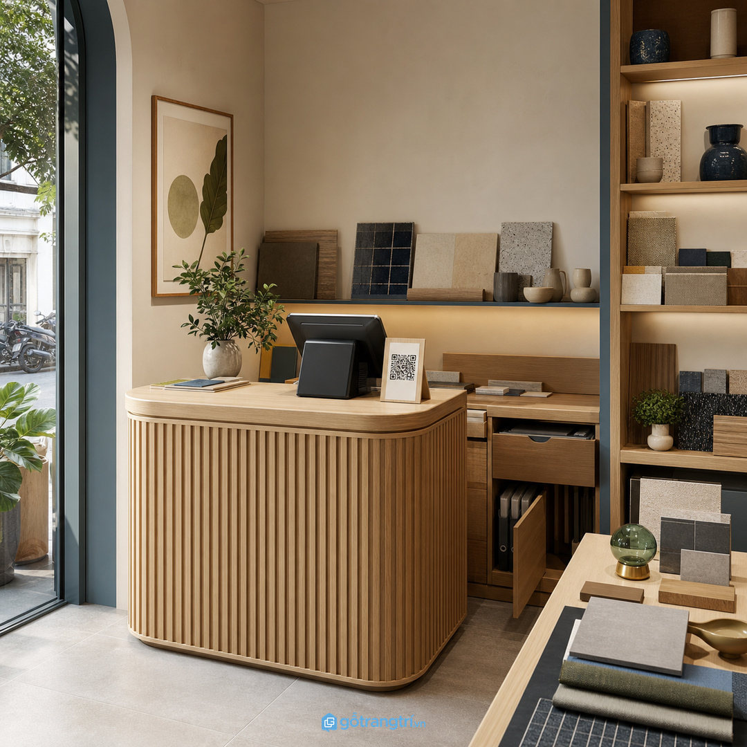 Showroom nhỏ cần mặt ngoài đẹp và hộc trong thật thực dụng