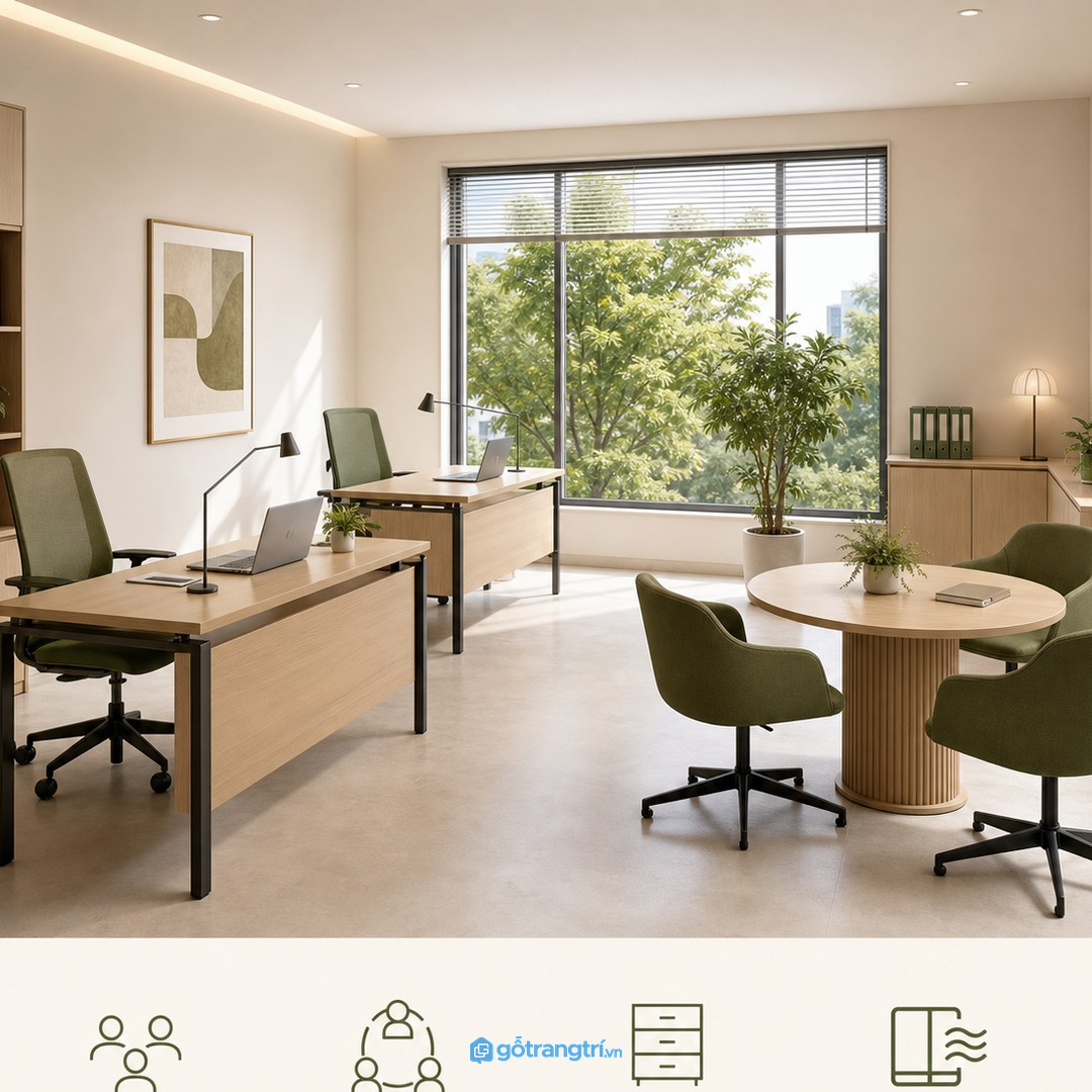 Showroom nhỏ nên kết hợp quầy lễ tân với kệ mẫu vật liệu hoặc điểm trưng bày