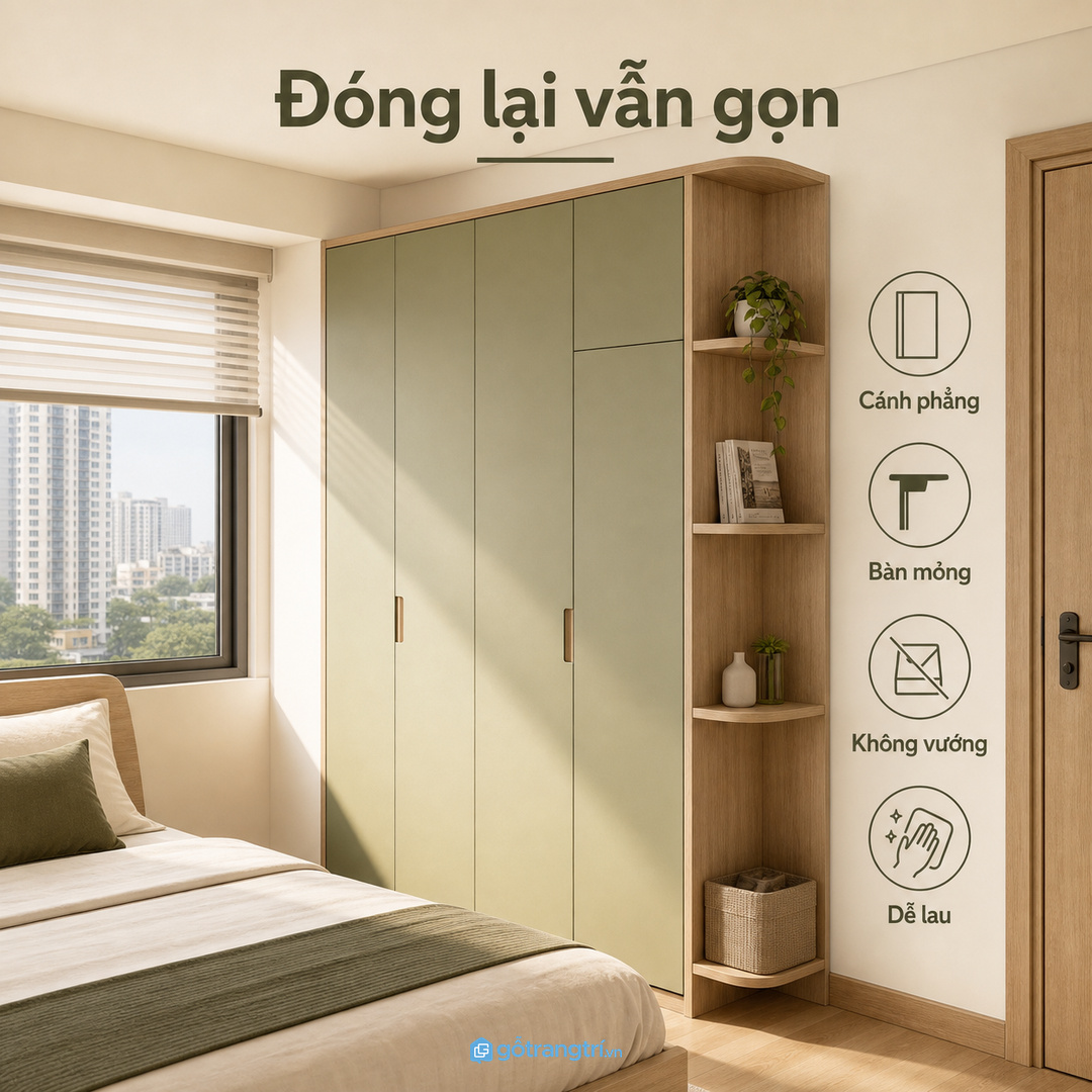 Phòng ngủ vợ chồng nên giấu bàn ủi gọn mà không làm nặng tủ