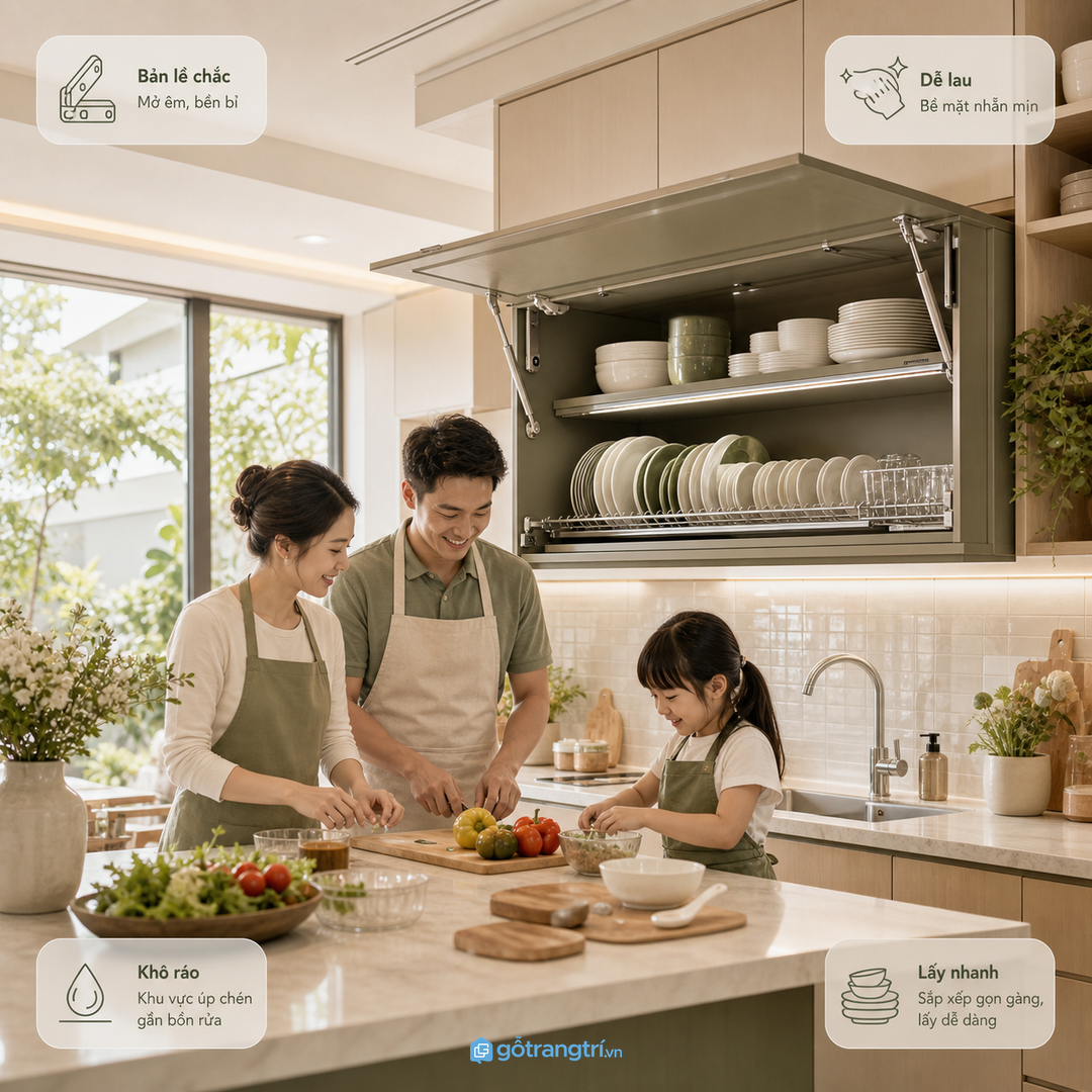 Nhà phố nấu nhiều cần tủ bát đĩa treo tường bền và dễ lau