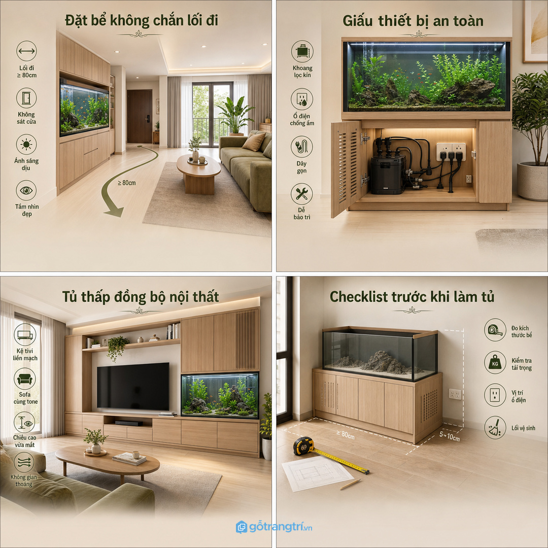 Nhà phố cần chừa lối đứng vệ sinh bể và thay nước thuận tay