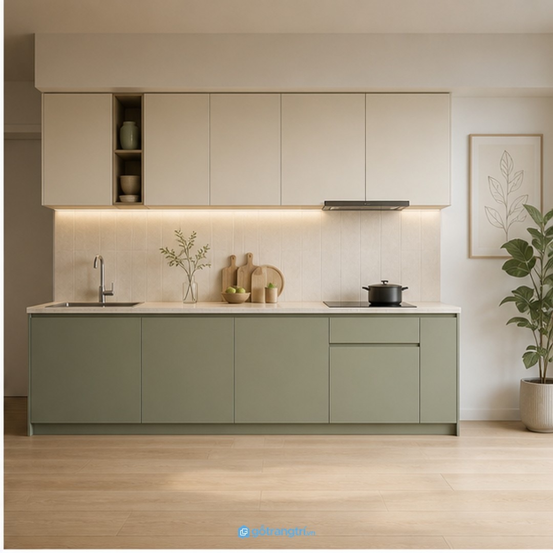 Cặp đôi trẻ nên bổ sung kho đồ khô và mặt bàn linh hoạt cho bếp chữ I