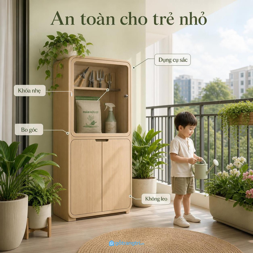 Nhà phố nhiều tầng cần một điểm gom đồ chăm cây theo thói quen tưới