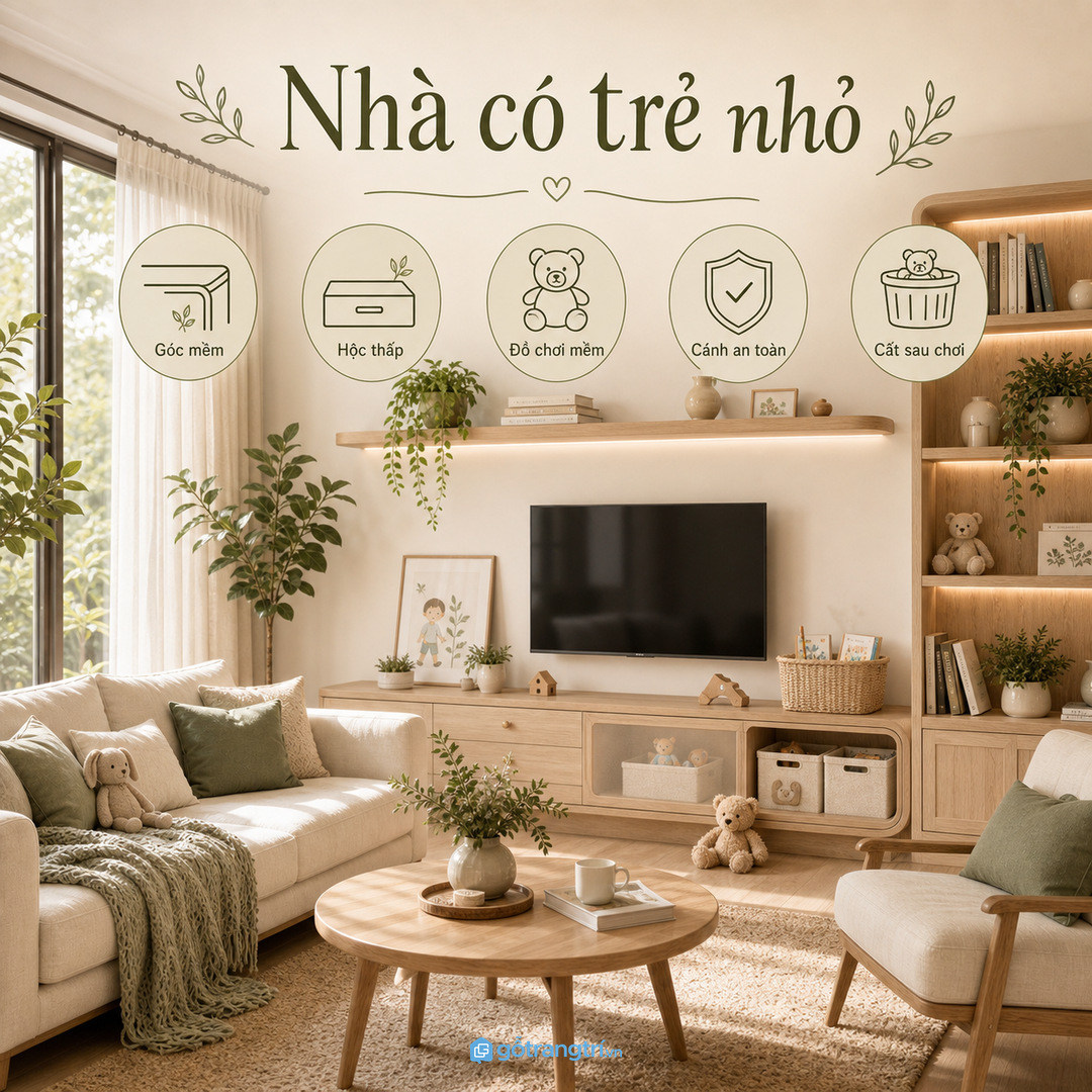 Nhà có trẻ nhỏ cần tủ an toàn và cất đồ nhanh
