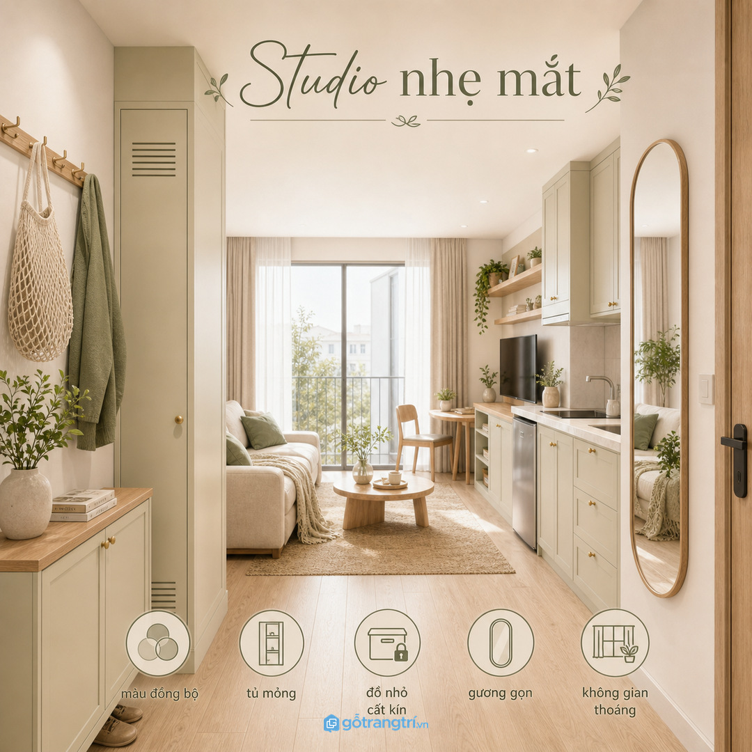Căn hộ studio cần lối vào thật nhẹ mắt