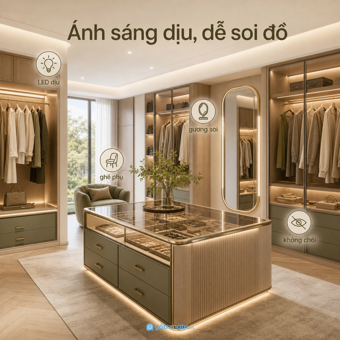 Phòng thay đồ chung hai người cần chia vùng dùng rõ ràng