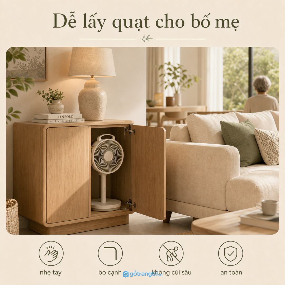Nhà có người lớn tuổi cần vị trí lấy quạt nhẹ tay và an toàn