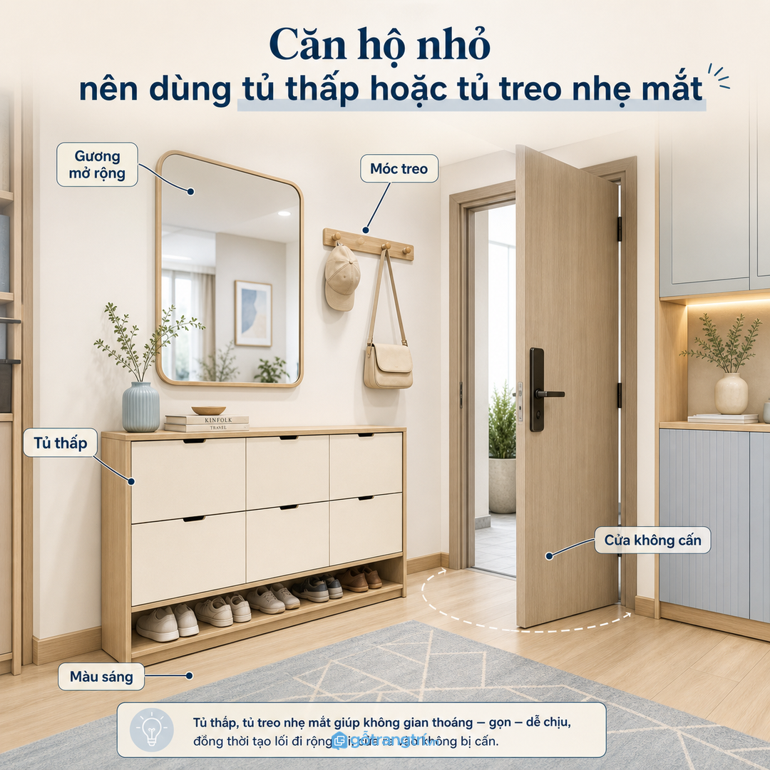 Gia đình có trẻ nhỏ cần tủ giày an toàn và dễ lấy