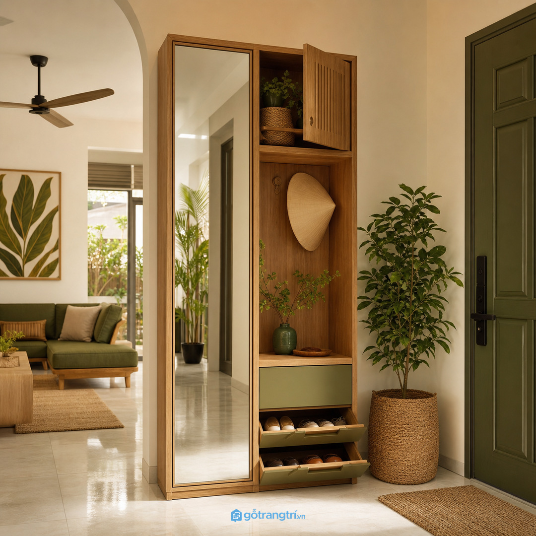 Nhà phố có cửa mở thẳng vào phòng khách