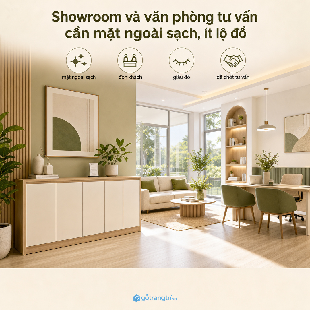 Showroom nhỏ cần mặt ngoài tủ sạch để khu tư vấn luôn chuyên nghiệp