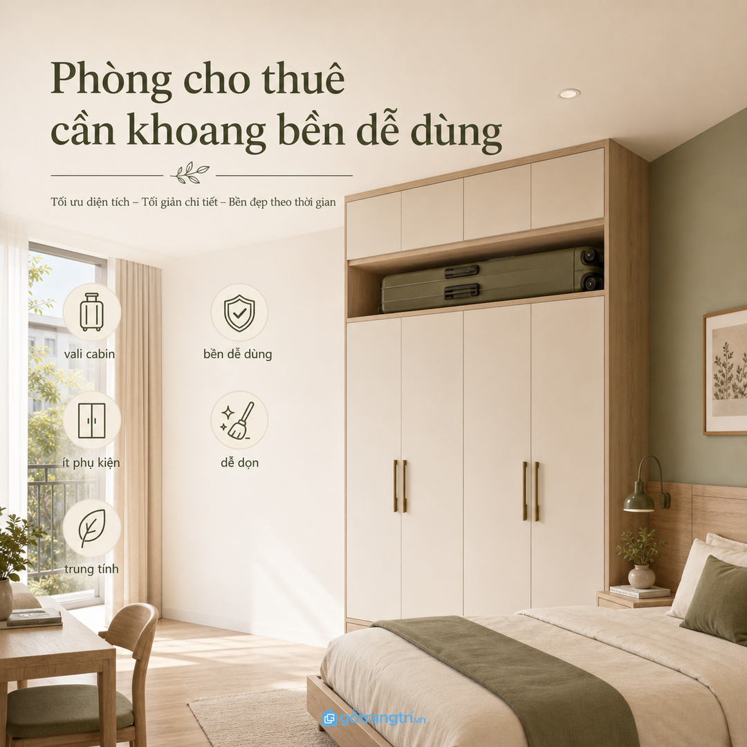 Phòng ngủ cho thuê cần khoang bền, dễ dùng và ít phụ kiện phức tạp