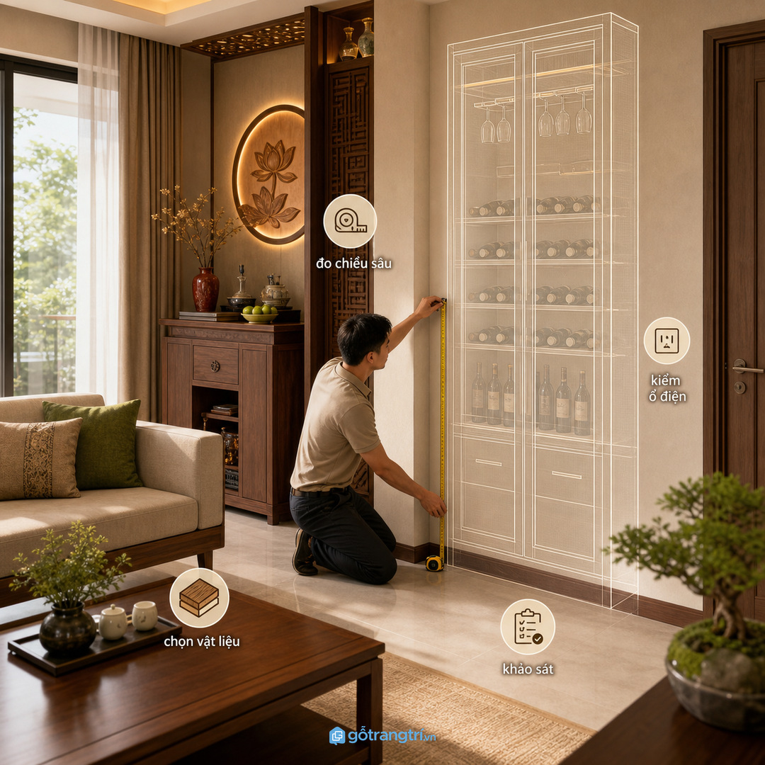 Nhà phố tiếp khách thường xuyên cần tủ có điểm nhấn vừa phải