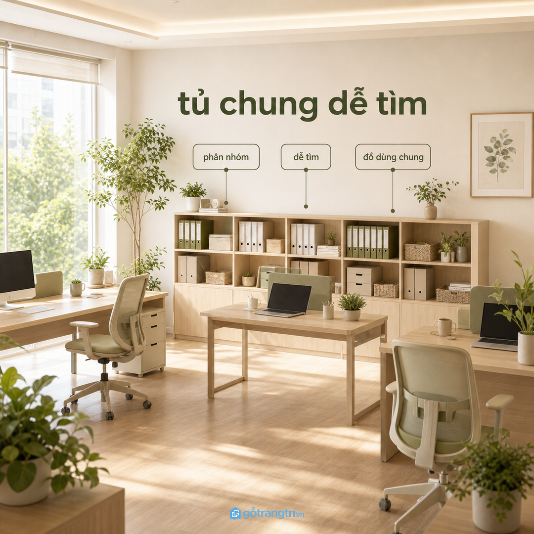 Phòng kế toán hoặc hành chính cần tủ có khóa, nhãn rõ và khoang lưu dài hạn
