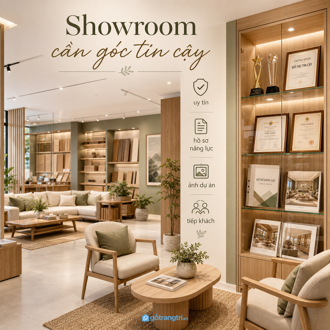 Showroom tư vấn cần góc tin cậy để khách thấy năng lực ngay khi vào