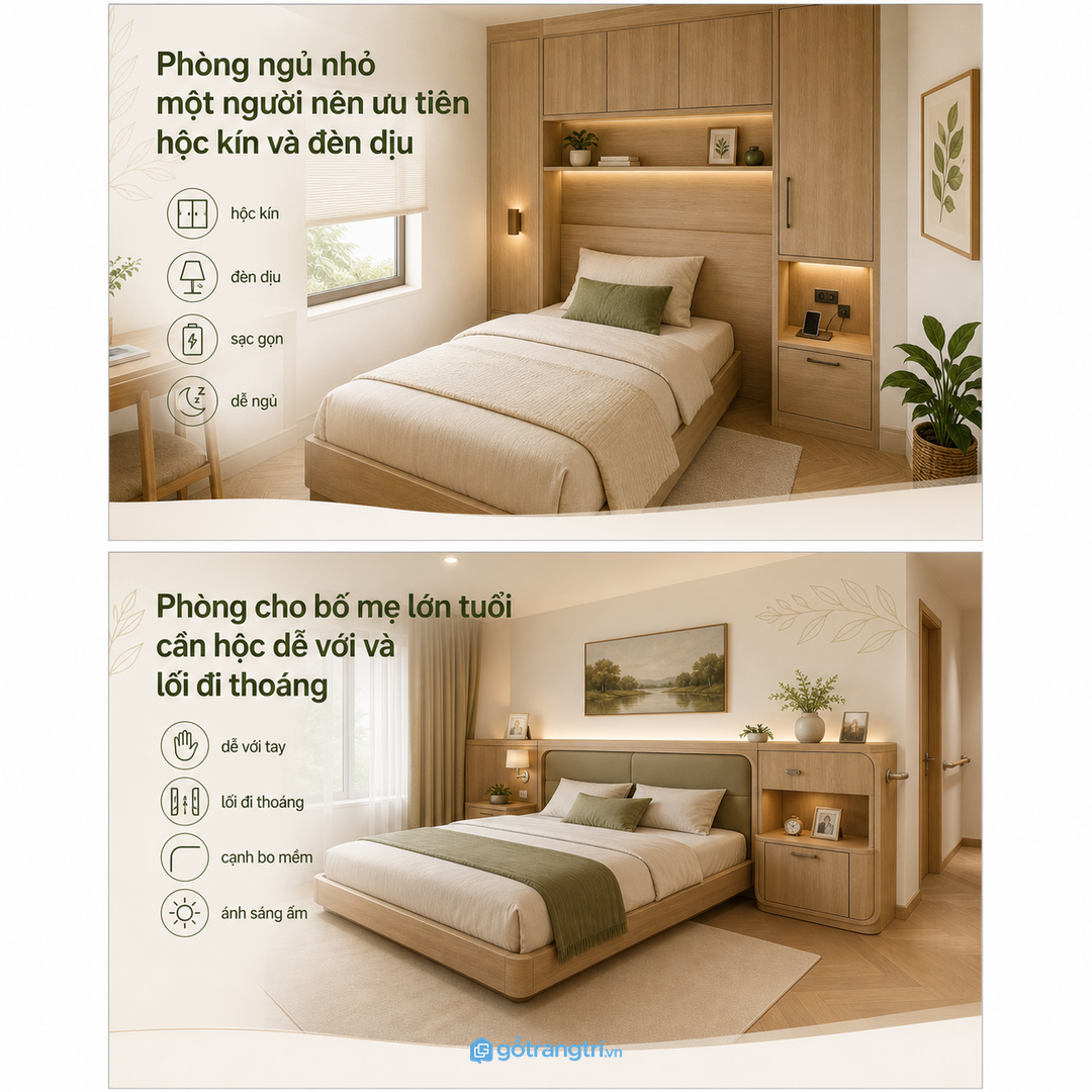 Hai bên đầu giường chia theo thói quen riêng