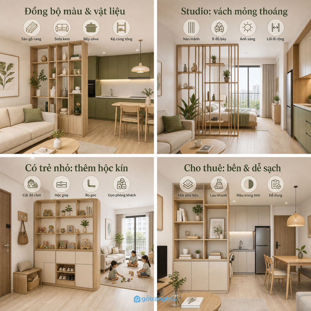 Căn hộ gia đình cần thêm chỗ cất đồ lối vào và phòng khách