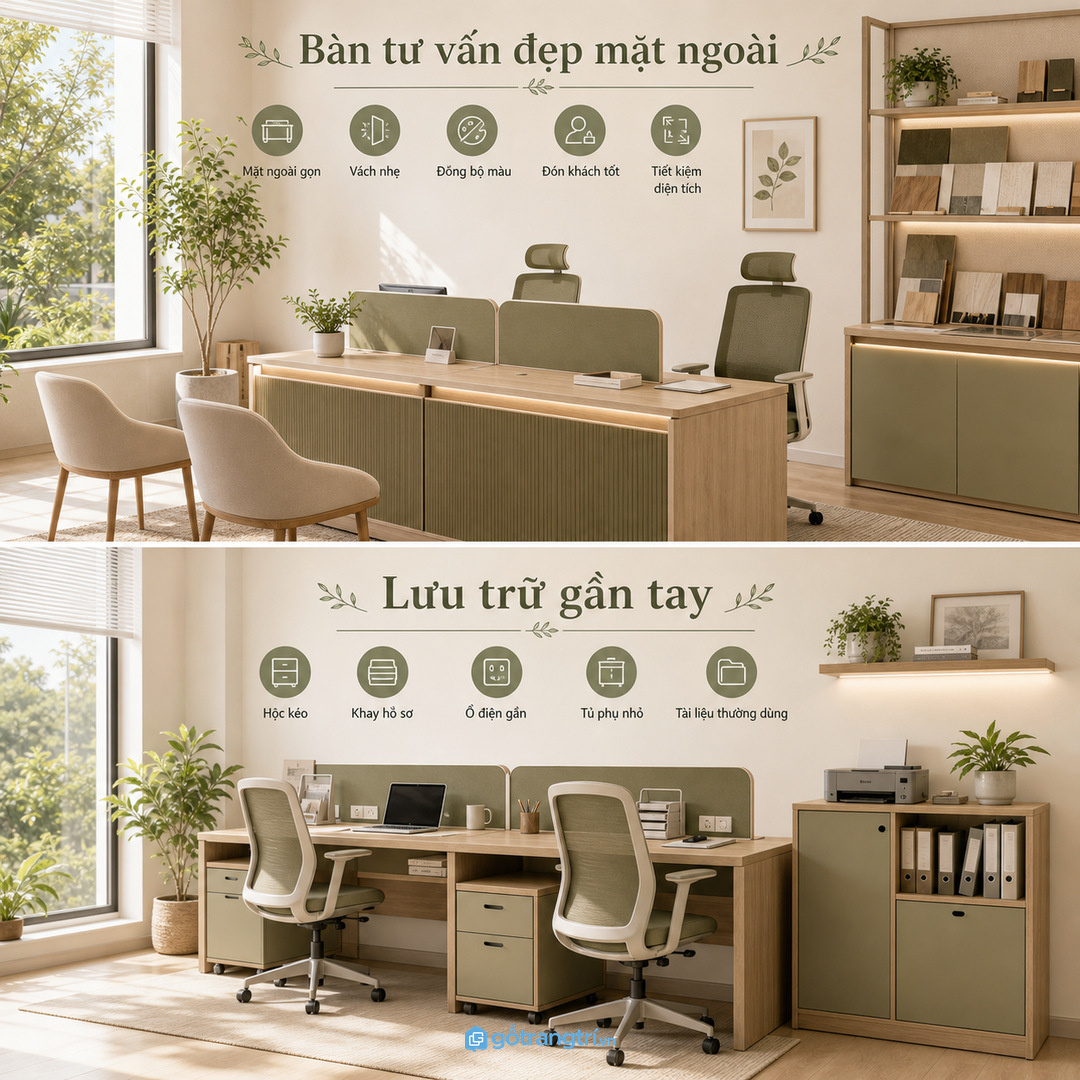 Phòng hành chính cần lưu trữ gần tay nhưng không thành kho