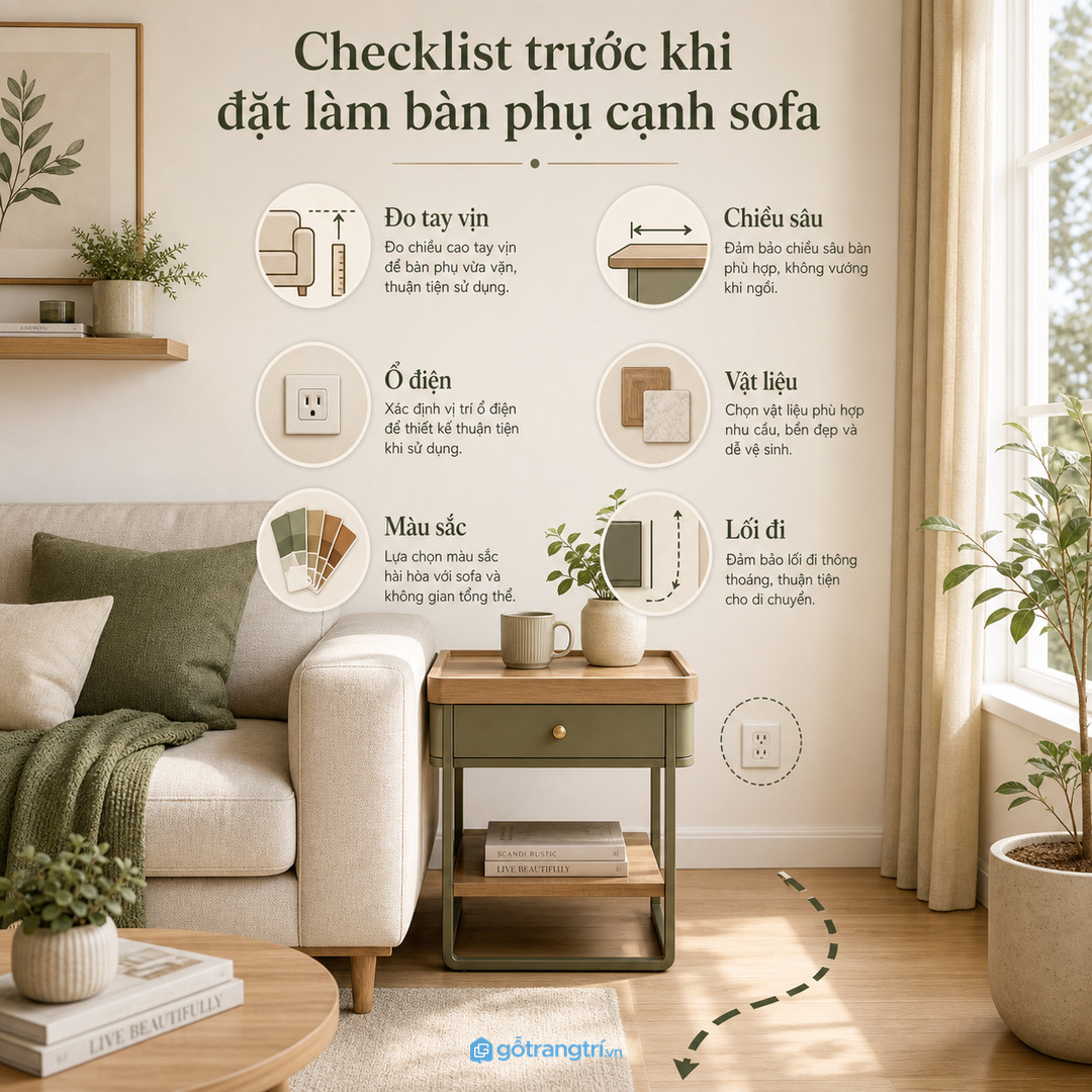 Nhà có trẻ nhỏ nên chọn bàn phụ bo cạnh, ngăn kín và dễ lau