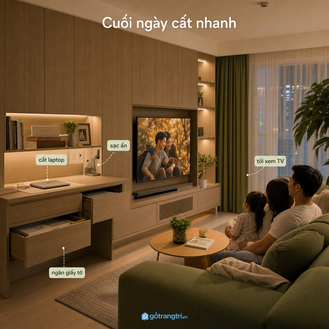 Gia đình làm việc tại nhà cần chỗ cất nhanh cuối ngày