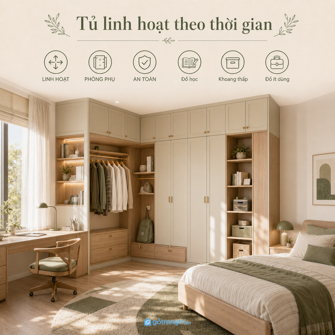 Phòng ngủ trẻ em hoặc phòng phụ cần linh hoạt hơn