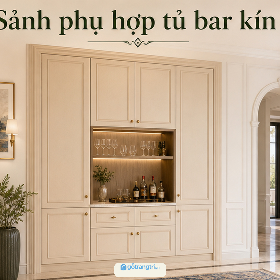 Biệt thự cải tạo cần giữ lối đi thoáng khi thêm tủ bar khô