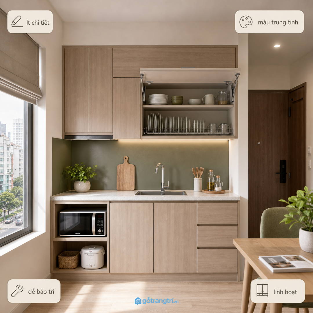 Căn hộ cho thuê nên dùng tủ treo đơn giản, bền và dễ bảo trì