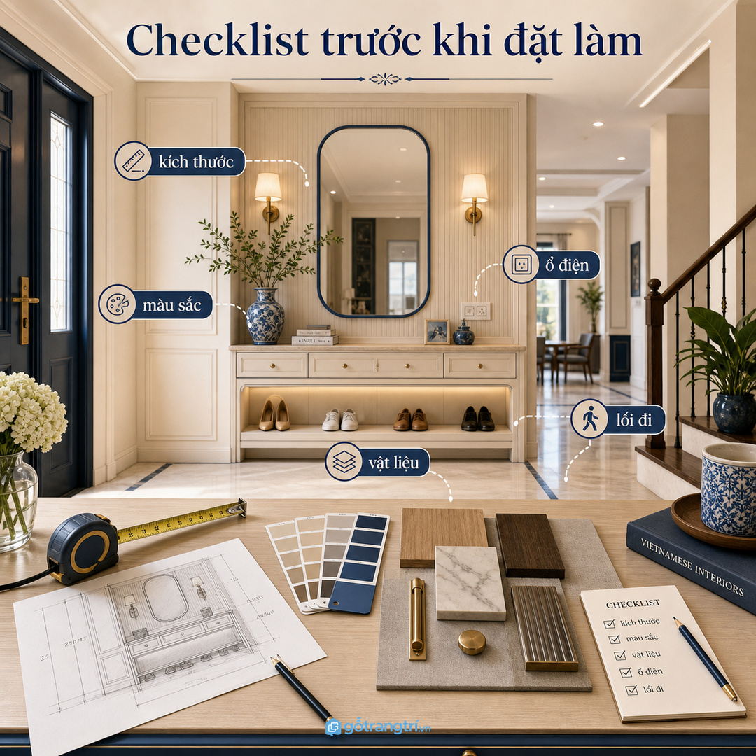 Nhà có trẻ nhỏ cần tủ console an toàn và dễ cất đồ mỗi ngày
