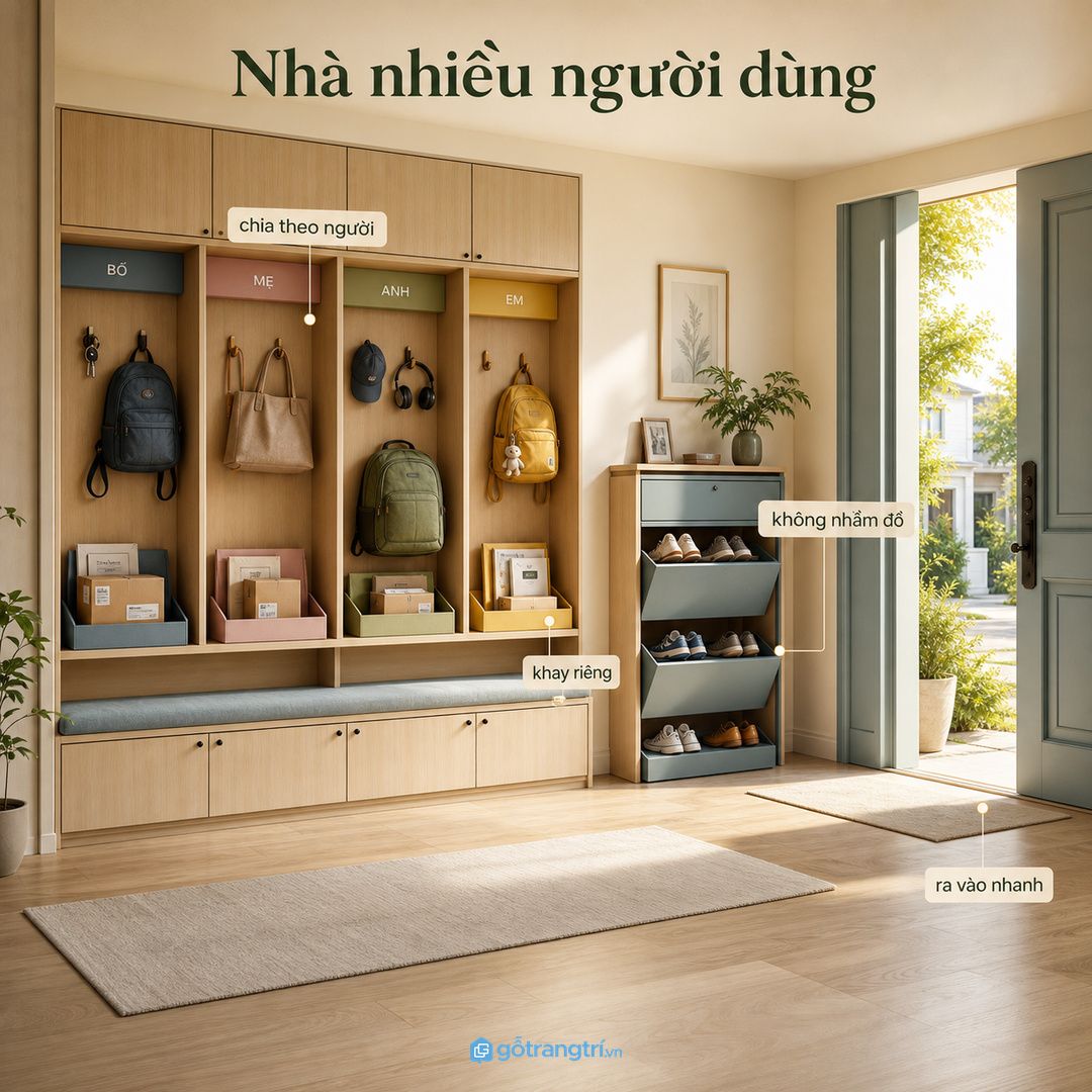 Nhà nhiều người dùng nên chia khay riêng để không nhầm đồ