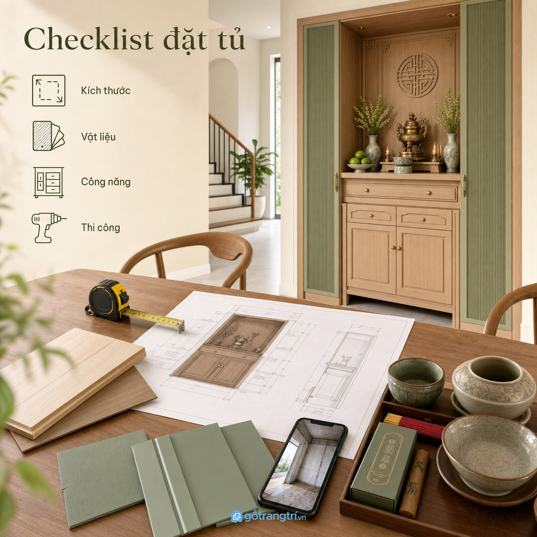 Checklist giúp chốt kích thước, vật liệu và thói quen dùng trước khi khảo sát