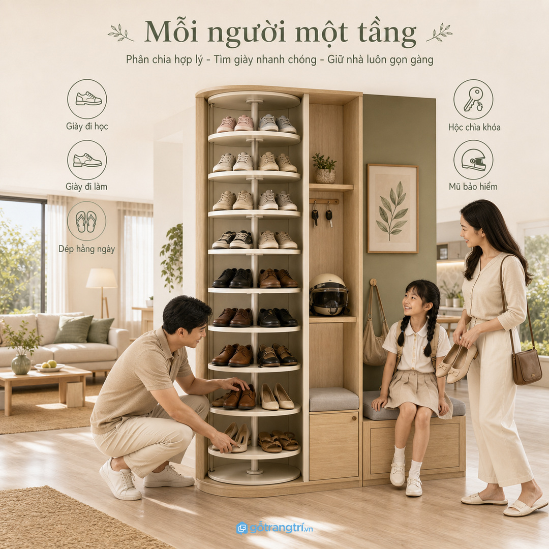 Căn hộ đã hoàn thiện muốn bổ sung tủ giày xoay
